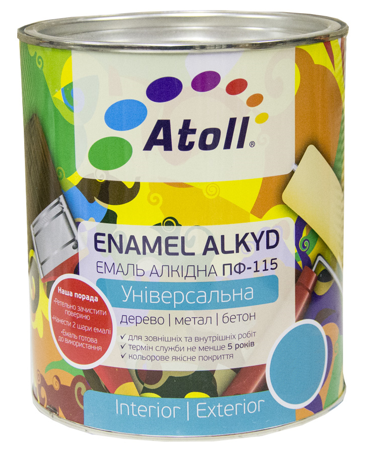 Емаль Atoll алкідна ПФ-115 синій глянець 0,8 кг